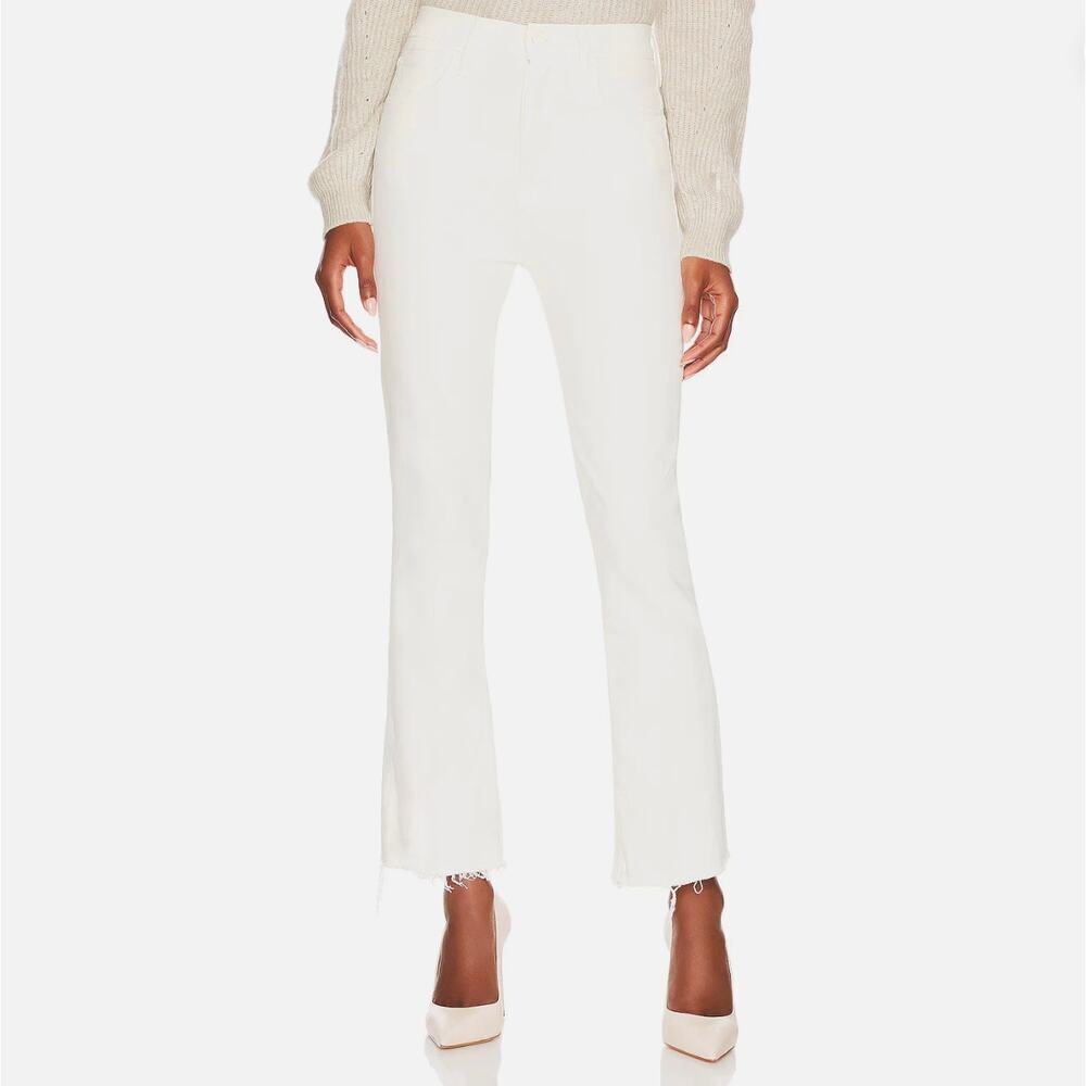 Mother Tripper Ankle Fray Denim Jeans White 30 High Rise High Waisted Button Fly